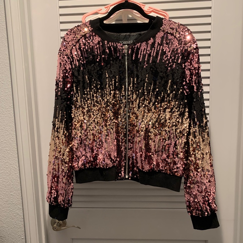 Forever 21+ Sequin Bomber Jacket